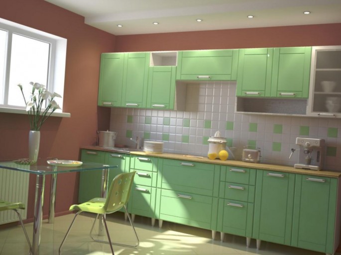 Варианты современного дизайна кухни в зеленом цвете