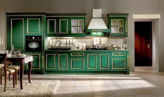 Варианты современного дизайна кухни в зеленом цвете