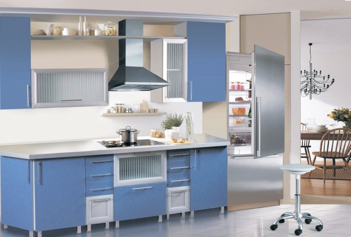 Голубая кухня: легкий и непринужденный интерьер