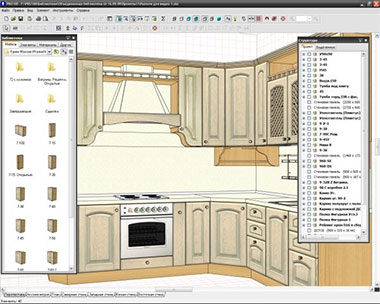 Выполнить чертеж кухонной мебели можно с помощью специализированных программ