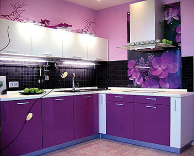 Серо фиолетовая кухня в интерьере (64 фото)