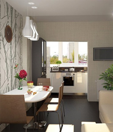 Кухня, совмещенная с балконом подарит дополнительное пространство и функциональность