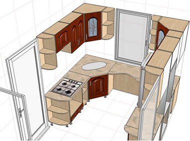 Планировка П-образной кухни позволяет очень функционально использовать пространство