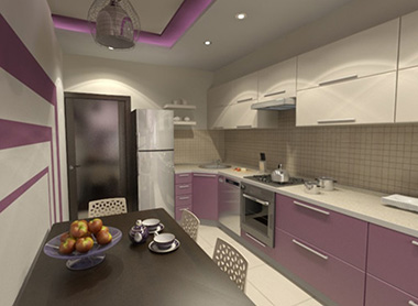 Изысканный кухонный интерьер в лиловых тонах