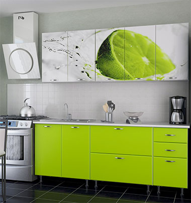 Кухонный гарнитур, украшенный фотопечатью,добавит рабочей зоне самобытности и выразительности
